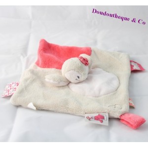 Flat Doudou Daisy penguin NOUKIE'S Daisy and Coco pink beige 25 cm