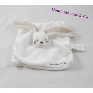 Doudou rabbit flat KIMBALOO my first Teddy embroidery white beige 20 cm wire