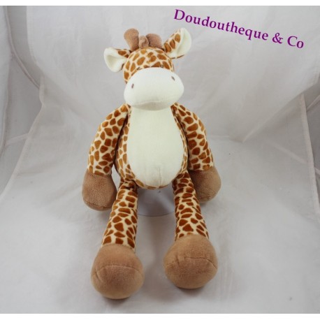 Baby'Nat - Tikou la girafe - Doudou plat marron beige 25 cm