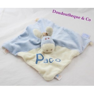 Paco NOUKIE'S blue and beige embroidered puppet donkey blanket