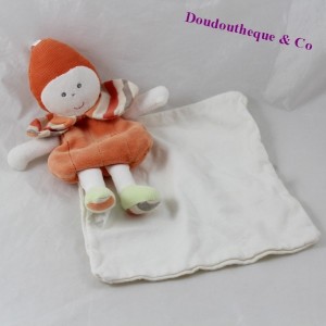 Doll handkerchief cuddly toy BERLINGOT orange white stripes 20 cm