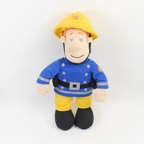 Peluche Sam le pompier OUAPS interactive jaune bleu 35 cm - SOS doudou