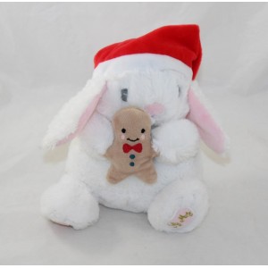 Conejo de peluche SARGENTO MAYOR Navidad pan de jengibre blanco rosa 20 cm