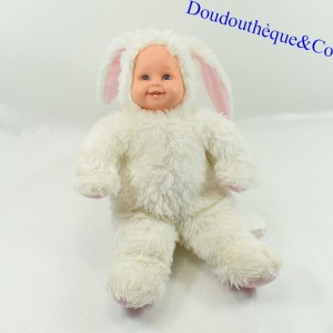 Bambola coniglietto ANNE GEDDES bianco rosa occhi azzurri Baby Bunnies 30 cm