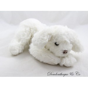 Peluche chien GUND blanc allongé poils longs 30 cm