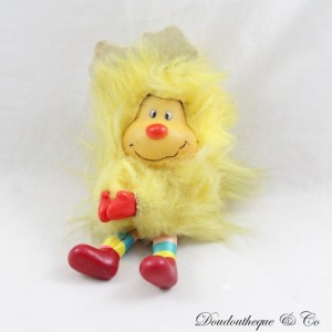 Figura vintage duendecillo amarillo RAINBOW BRITE Blondine en la tierra del arcoíris mini abrazador con clip de los años 80