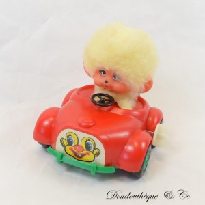 Jouet mécanique singe MI style Kiki Jaune voiture clown rouge vintage 12 cm