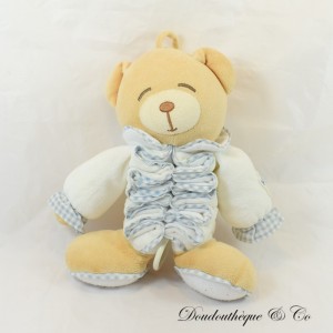 KALOO Bear, Sleeper Bear, Stretchable Accordion Bear, White and Blue, 25 cm