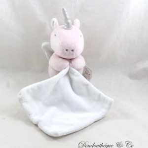 Unicorn handkerchief cuddly toy MES PETITS CAILLOUX pink white winged unicorn 28 cm